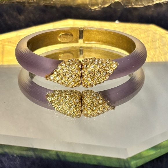 Alexis Bittar Lilac Lucite & Solanales Crystal Hinged Bracelet